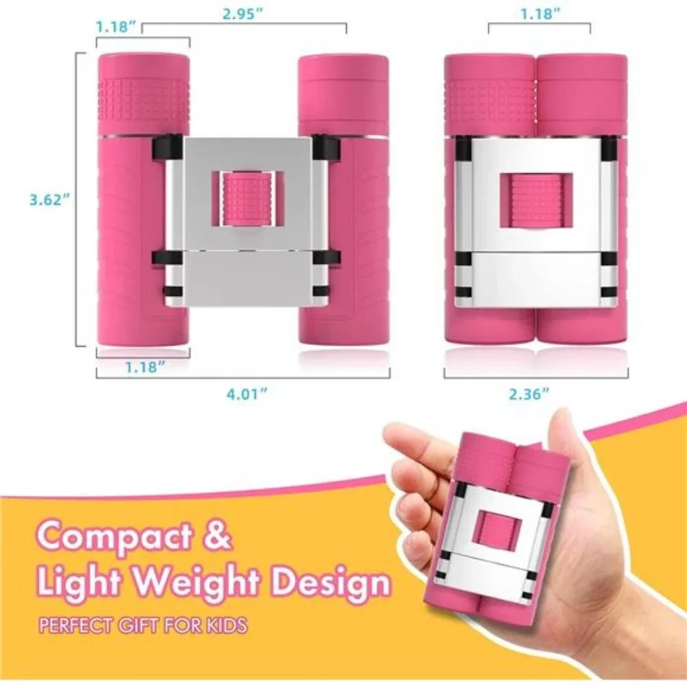 Binoculars 10x22 Compact Mini Pocket High Powered Binoculars, Waterproof,  Pink